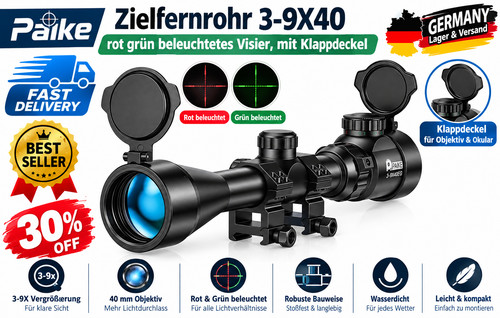 Zielfernrohr 9x40 gewehr rot - 3-9x40,